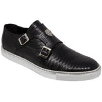 Mauri 8592 Trendsetter Lizard Double Monk Strap Sneakers Black