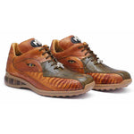 Mauri 8596 Apocalypse Crocodile & Ostrich Sneakers Olive / Mustard