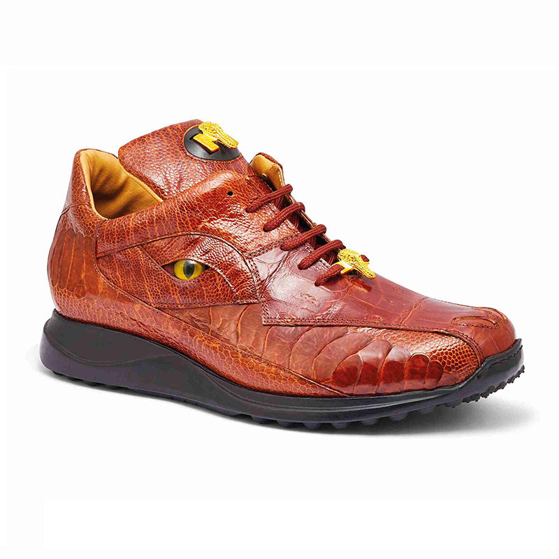 Mauri 8596 Baby Crocodile / Ostrich Leg Sneakers Gold