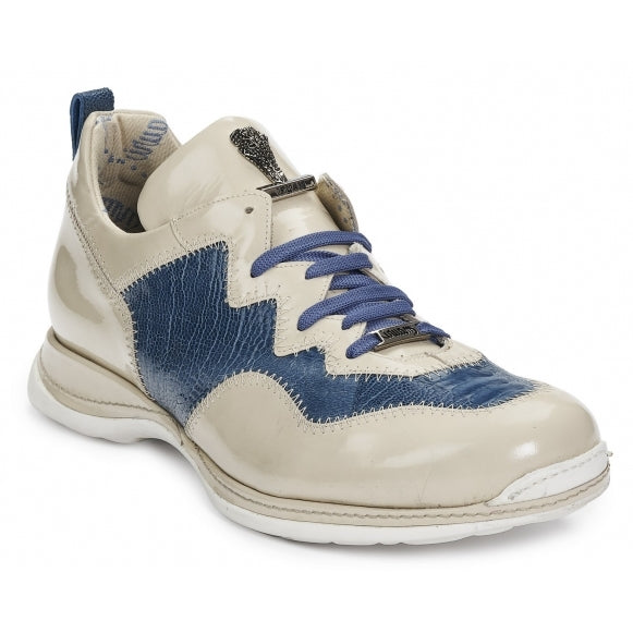 Mauri 8696 Tanaro Patent Leather & Ostrich Leg Beige / Caribbean Blue