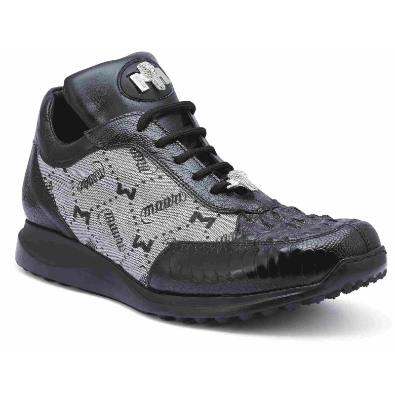 Mauri 8741-2 Ostrich & Hornback Sneakers Black