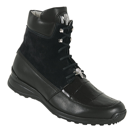 Mauri 8790 Suede & Nappa & Alligator Sneakers Black