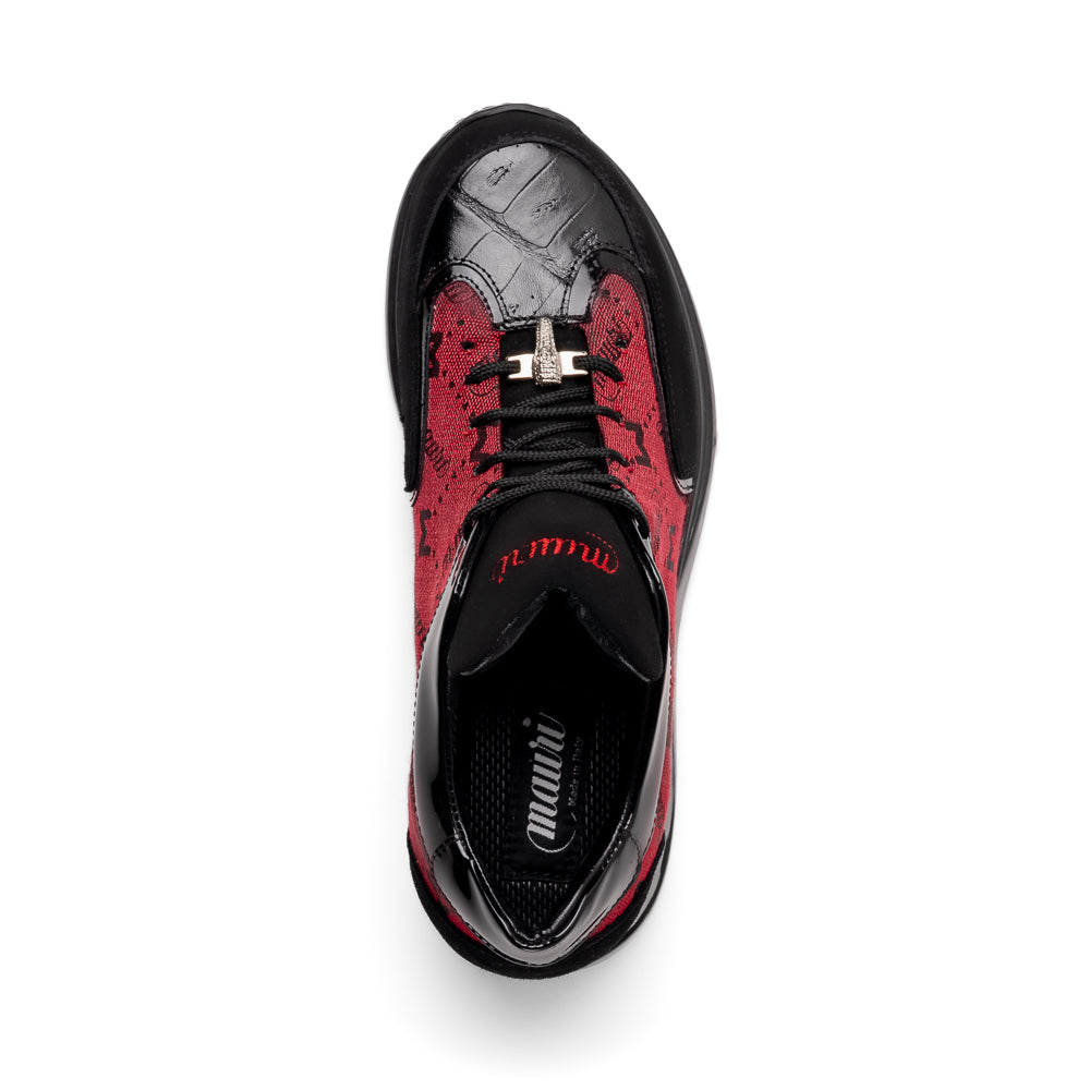 Mauri 8804/7 Vamp Suede/ Baby Croc/ Patent/ Mauri Fabric Sneakers Black/ Red