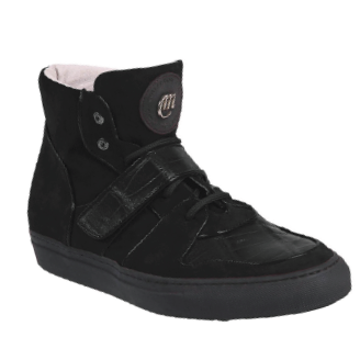 Mauri 8877 Croco & Suede High Top Sneakers Black