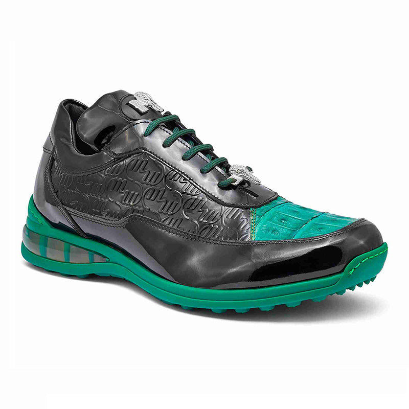 Mauri 8900 2 Baby Crocodile / Embossed Patent Sneakers Black / Leaf Green / Piccolo