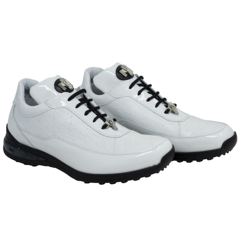 Mauri 8900-2 Bubble Ostrich & Patent Leather Sneakers White