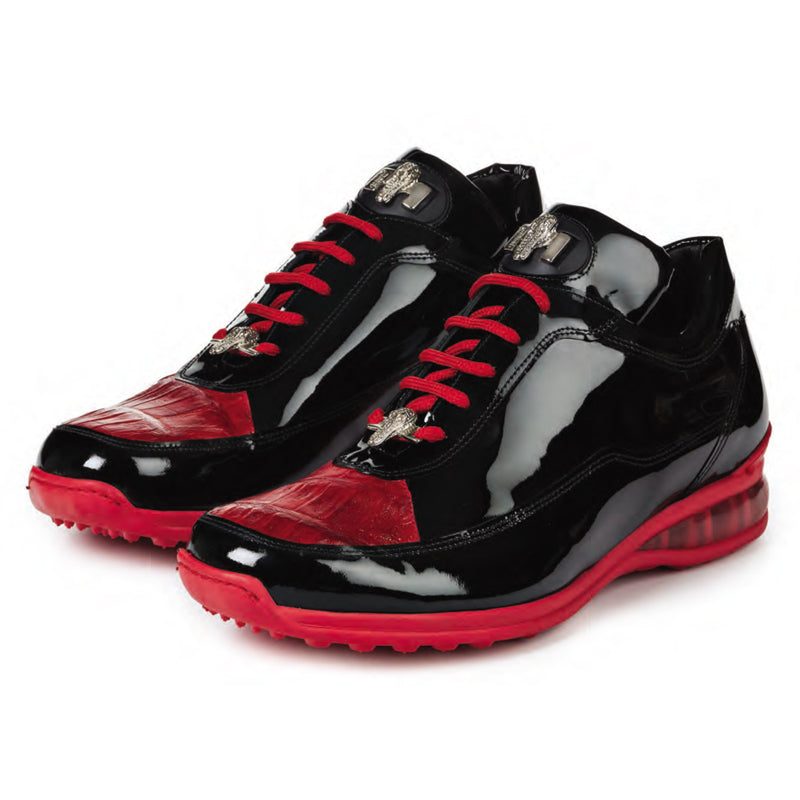 Mauri 8900-2 Bubble Plain Patent Leather Baby Croc Sneakers Red Black