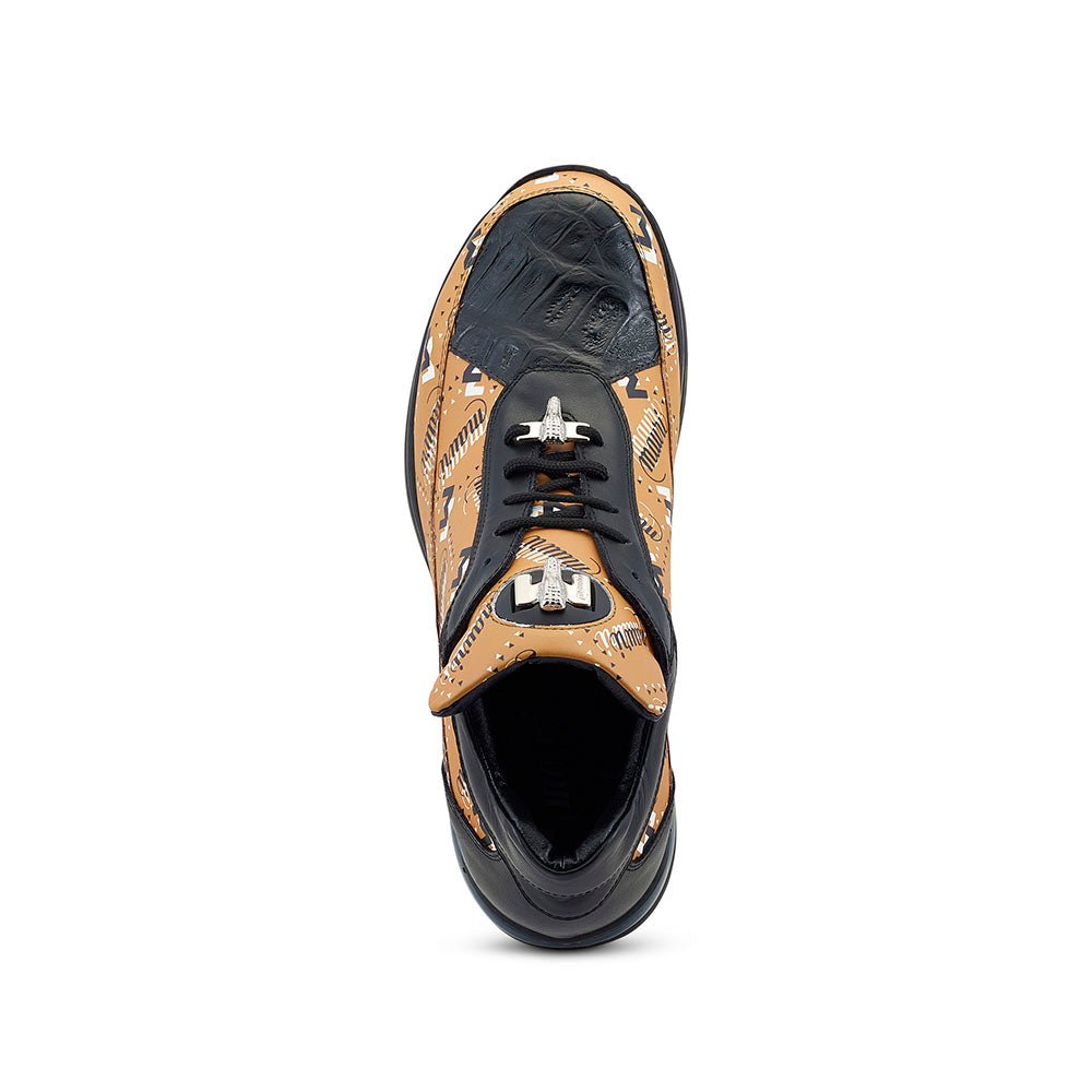 Mauri 8900/2 Calfskin / Baby Croco Sneakers Mustard / Black / White