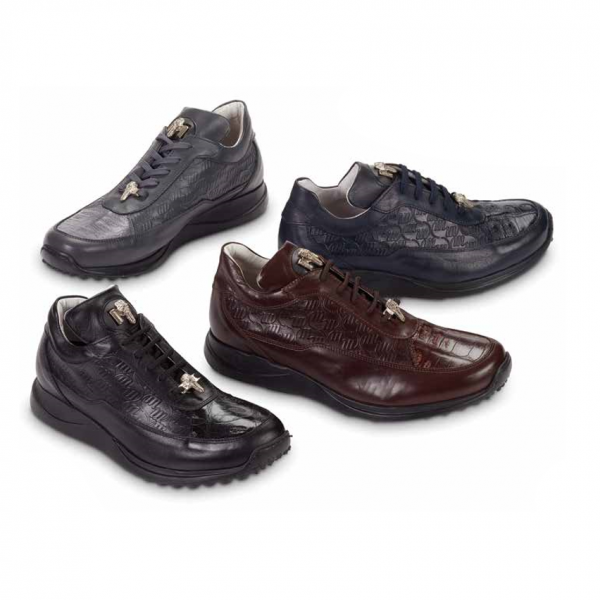 Mauri 8900 Nappa & Croco Sneakers Blue