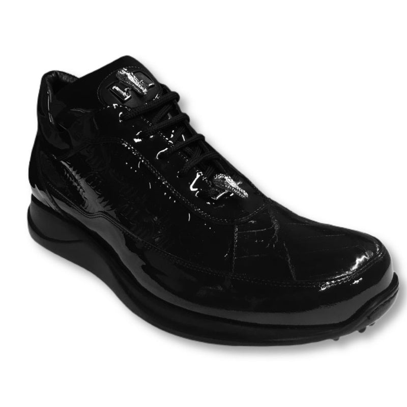 Mauri 8900-2 Crocodile & Patent Leather Sneakers Black