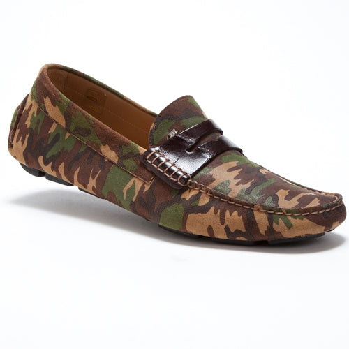 Mauri 9228 Camo Suede & Crocodile Driving Loafers Camouflage
