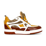 Mauri Abstract 8435 Nappa/Baby Crocodile/Double M Fabric Sneakers Gold/Toffee/White/Beige