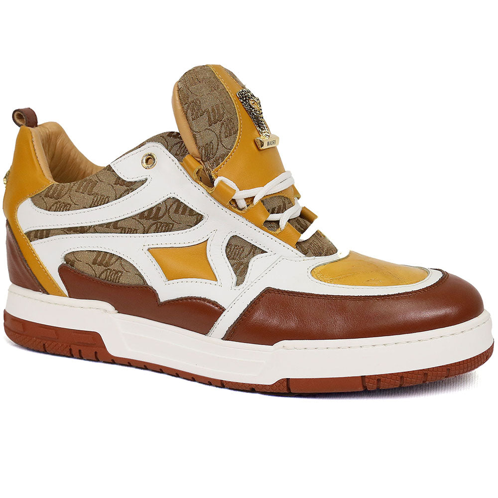 Mauri Abstract 8435 Nappa/Baby Crocodile/Double M Fabric Sneakers Gold/Toffee/White/Beige