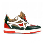 Mauri Abstract 8435 Nappa/Baby Crocodile/Double M Fabric Sneakers Hunter Green/White/Red/Beige