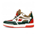 Mauri Abstract 8435 Nappa/Baby Crocodile/Double M Fabric Sneakers Hunter Green/White/Red/Beige