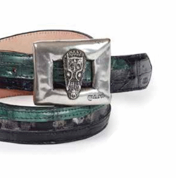 Mauri Alligator & Crocodile Belt Green/Black