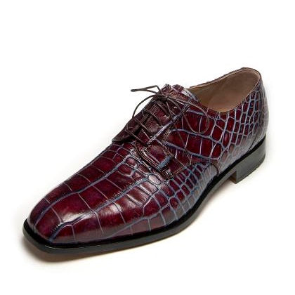 Mauri Barocco 4613 Alligator Derby Shoes Ruby Red / Blue