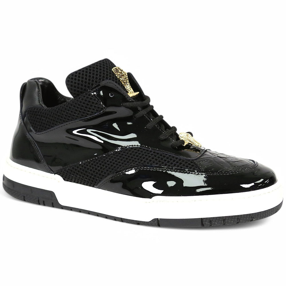Mauri Breeze 8498/1 Patent/Baby Crocodile/Mesh Fabric/Nappa Sneakers Black