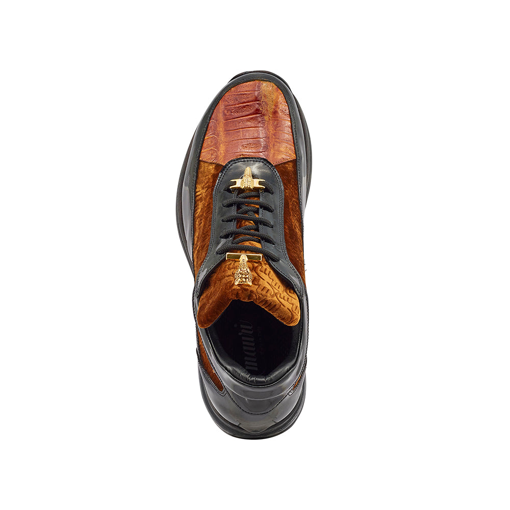 Mauri Bubble 8900/8 Patent Croc & Velvet Sneakers Black / Mustard / Camel (SPECIAL)