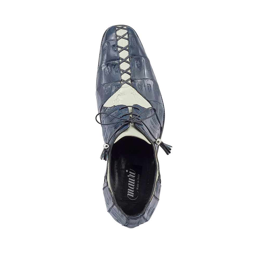 Mauri Bumpy 4942 Ostrich Leg & Baby Croc Shoes Acre Raindrops / W Blue