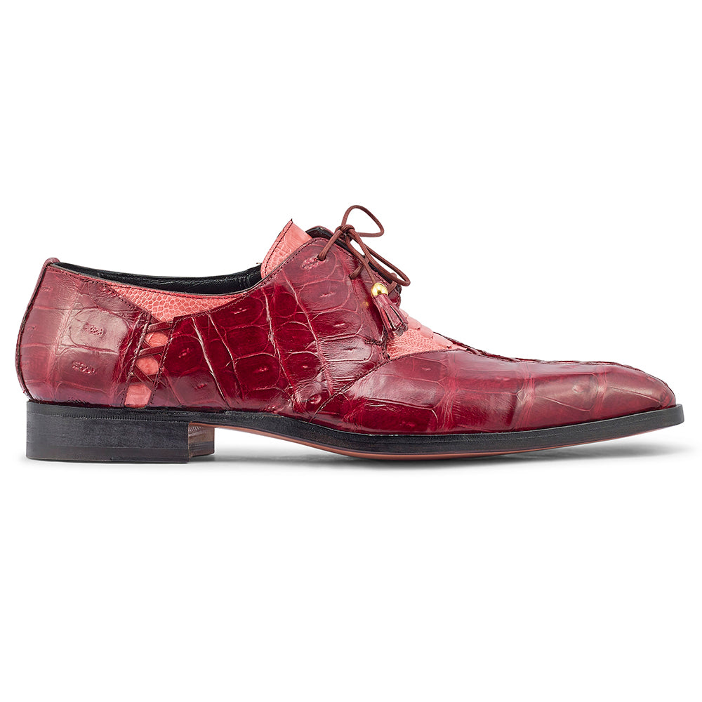 Mauri Bumpy 4942 Ostrich Leg & Baby Croc Shoes Fucsia / Ruby Red
