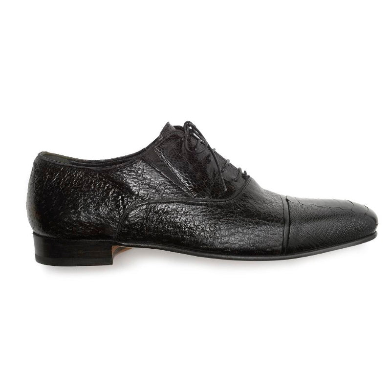 Mauri Capitano 4660 Ostrich & Peccary Cap Toe Oxfords Black