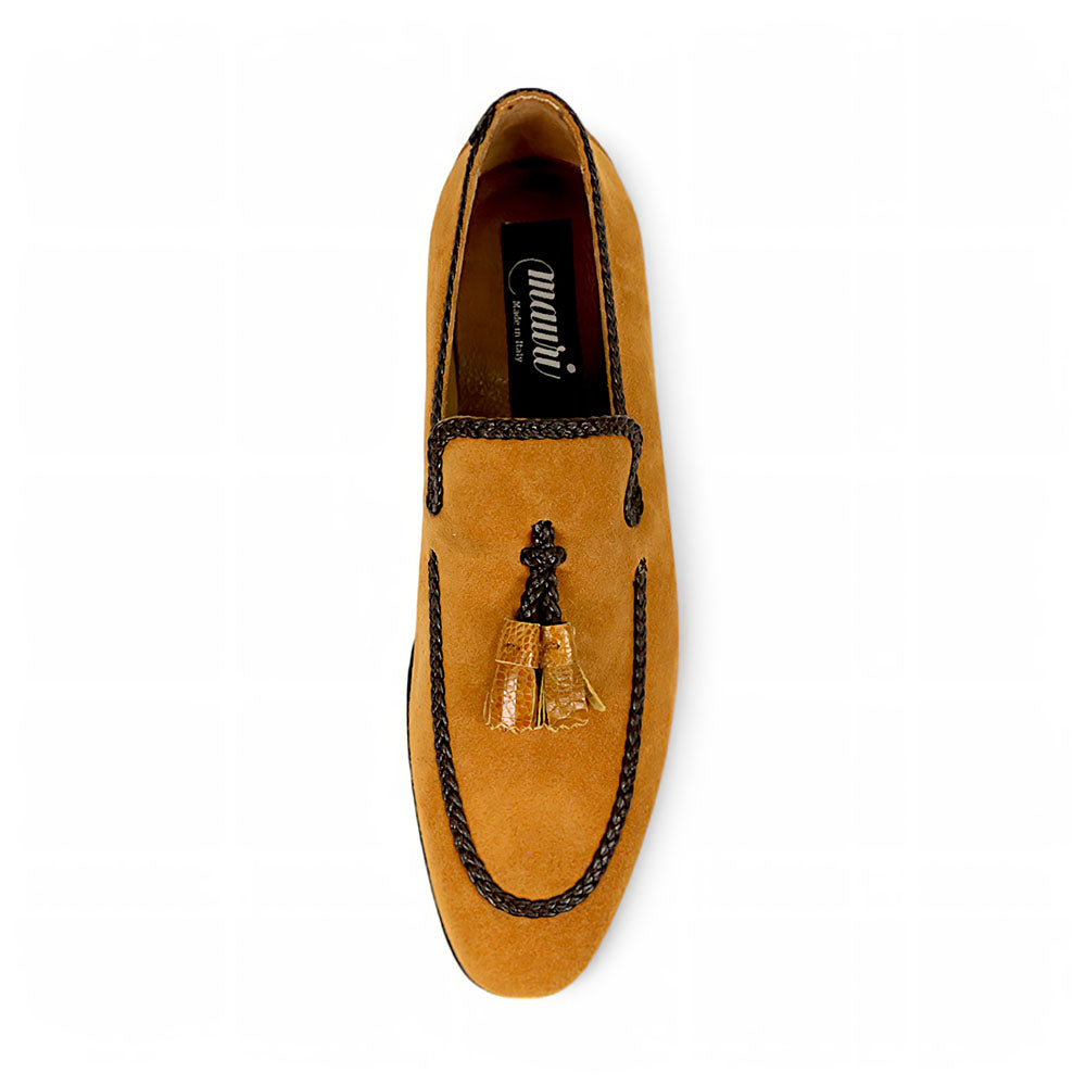 Mauri Chic 3262 Suede/Ostrich Leg Loafers Toffee
