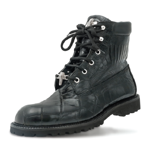 Mauri Commando 4637 Alligator & Ostrich Boots Black