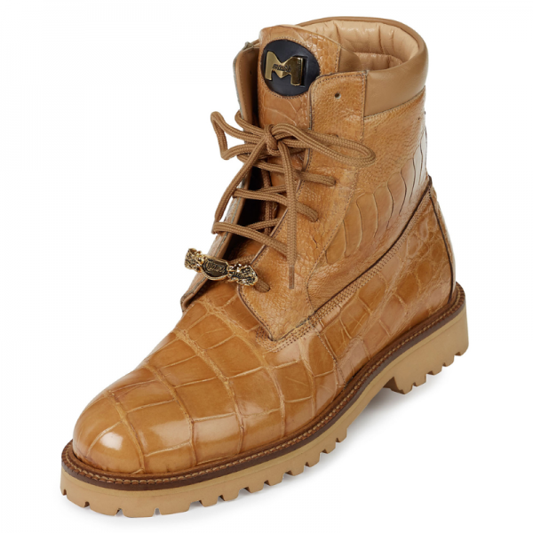 Mauri 4637 Commando Alligator & Ostrich Leg Boots Dune