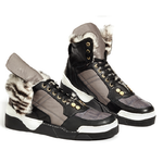 Mauri Corso M758 Crocodile & Nappa High Top Sneakers Black/Gray