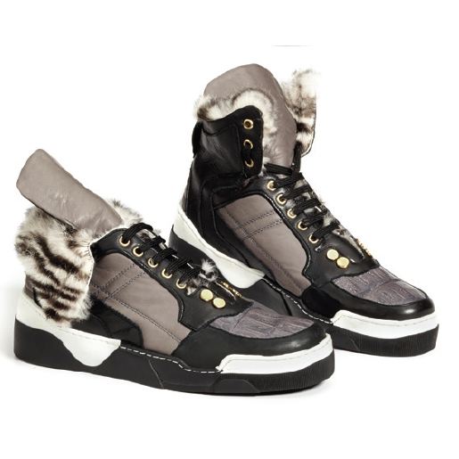 Mauri Corso M758 Crocodile & Nappa High Top Sneakers Black/Gray