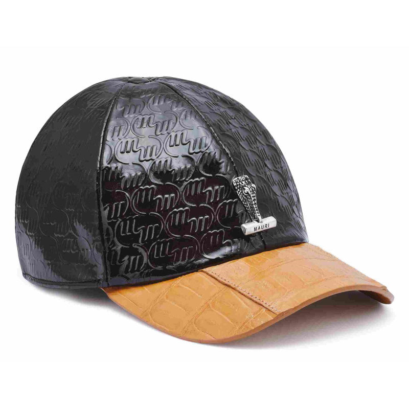 Mauri Crocodile & Embossed Patent Leather Hat Dark Brown/Dune