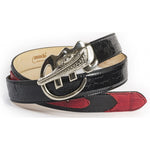 Mauri Crocodile  & Embossed Patent Belt Black / Red