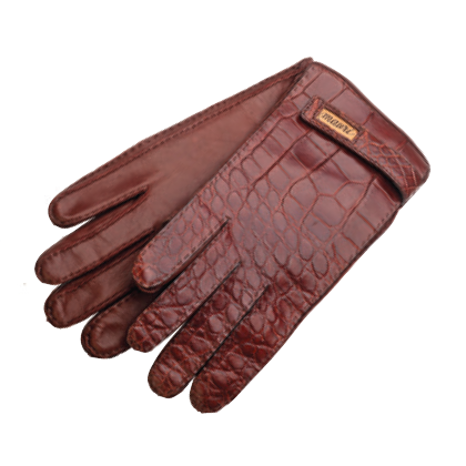 Mauri Crocodile Gloves Gold