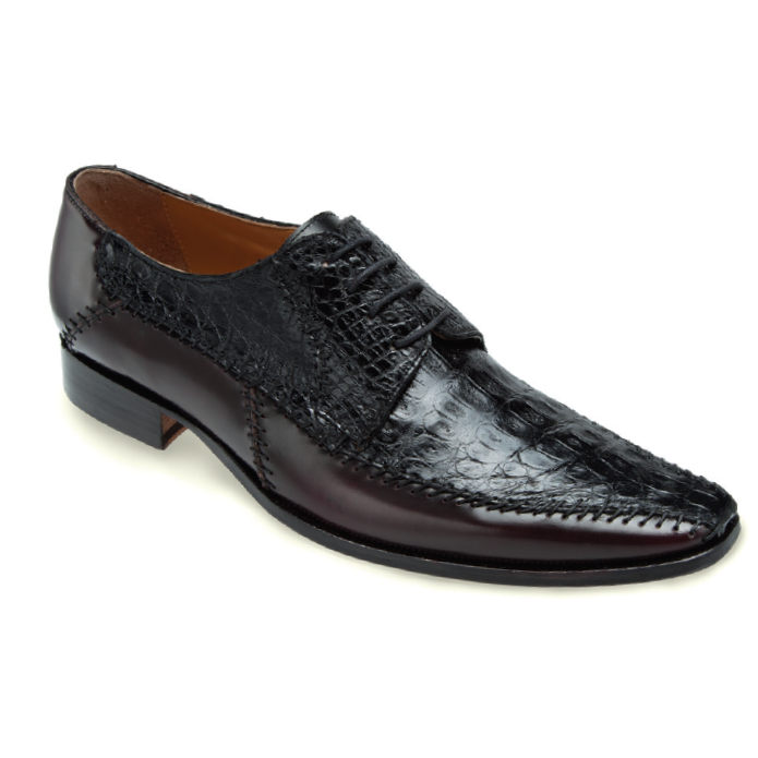Mauri Epoca M752 Crocodile & Calfskin Shoes Black / Ruby Red