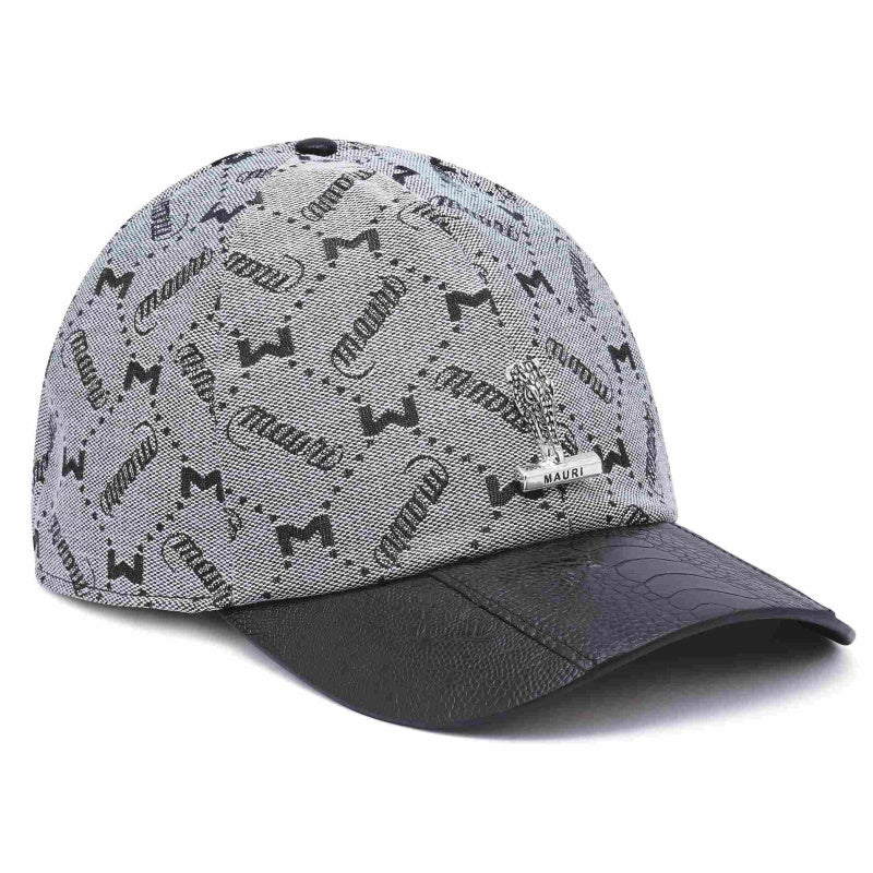 Mauri Ostrich Leg & Fabric Leather Hat Black