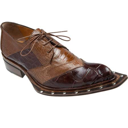 Mauri Garda 44255 Ostrich & Alligator Lace Up Shoes Land / Cork