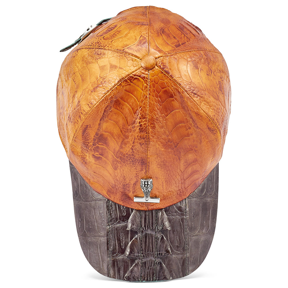 Mauri H65 Baby Croc / Hornback Tail & Ostrich Leg Hat Olive / Mustard
