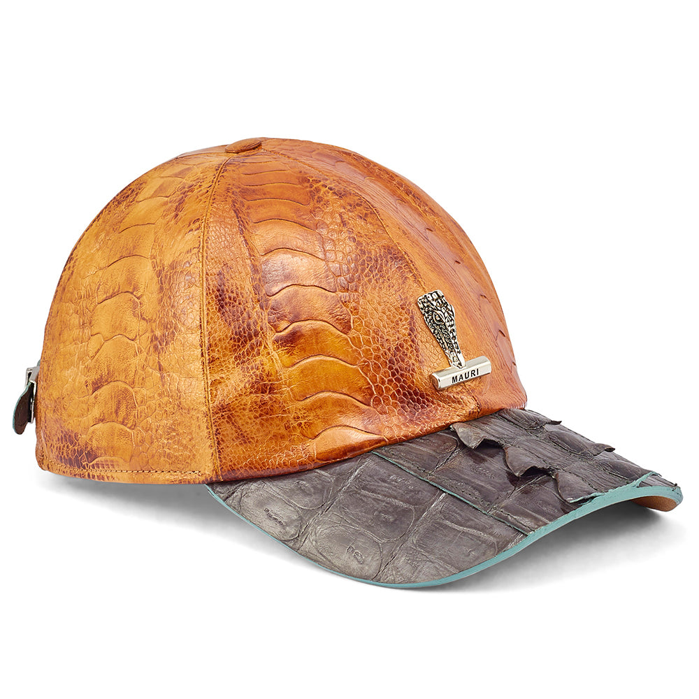 Mauri H65 Baby Croc / Hornback Tail & Ostrich Leg Hat Olive / Mustard