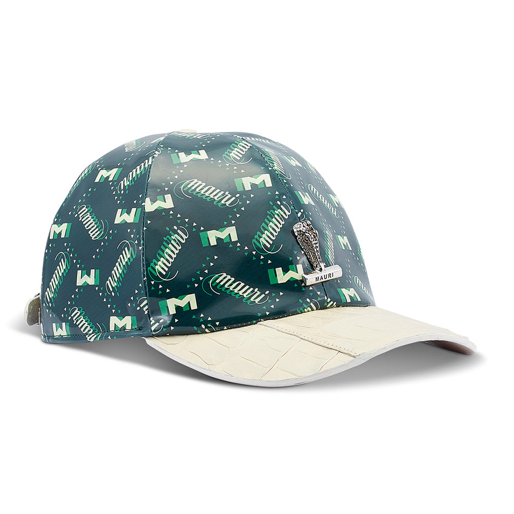 Mauri H65 Baby Crocodile / Calfskin Hat Cream / M Shade Print Green