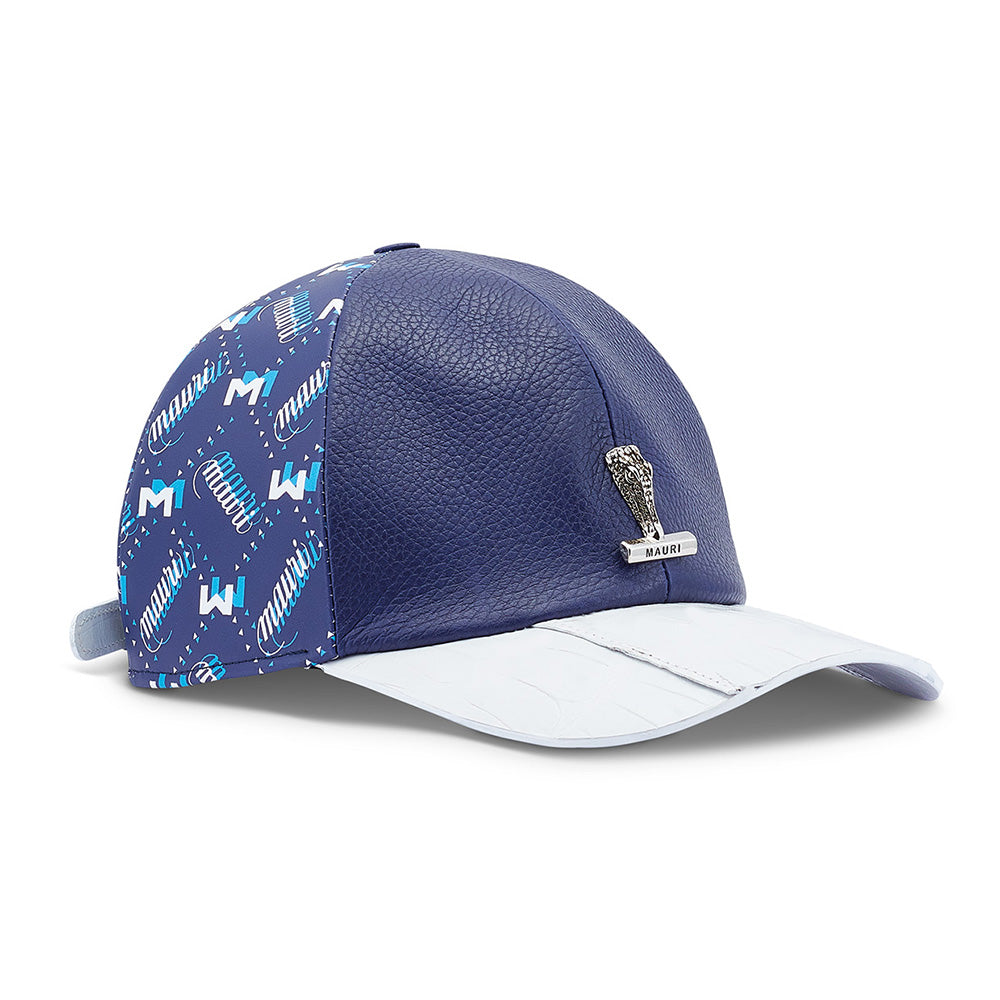 Mauri H65 Baby Crocodile / Calfskin Hat White / M Shade Print Blue