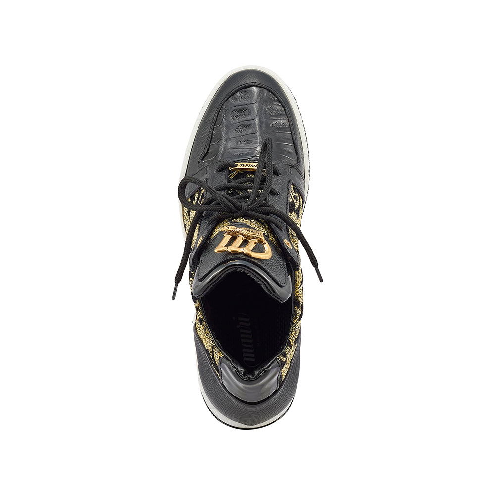 Mauri 8413 Time / Croc / Didier Fabric & Patent Sneakers Black / Gold