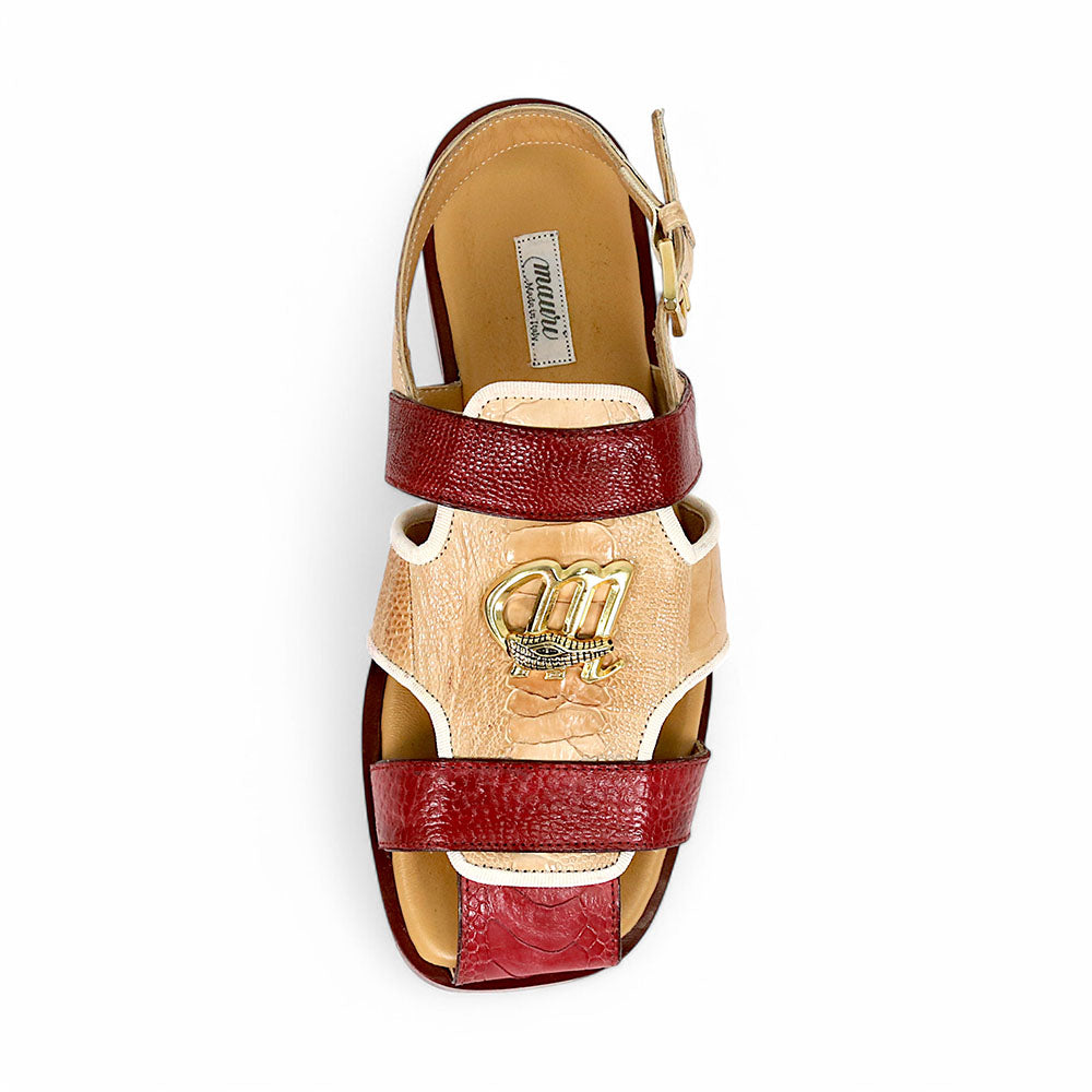 Mauri Jamaica 5191 Ostrich Leg Sandals Ruby Red/Cream