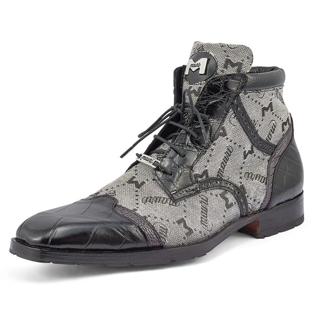 Mauri Jetset 3069 Body Alligator / Ostrich Leg & Mauri Fabric Shoes Black / Grey