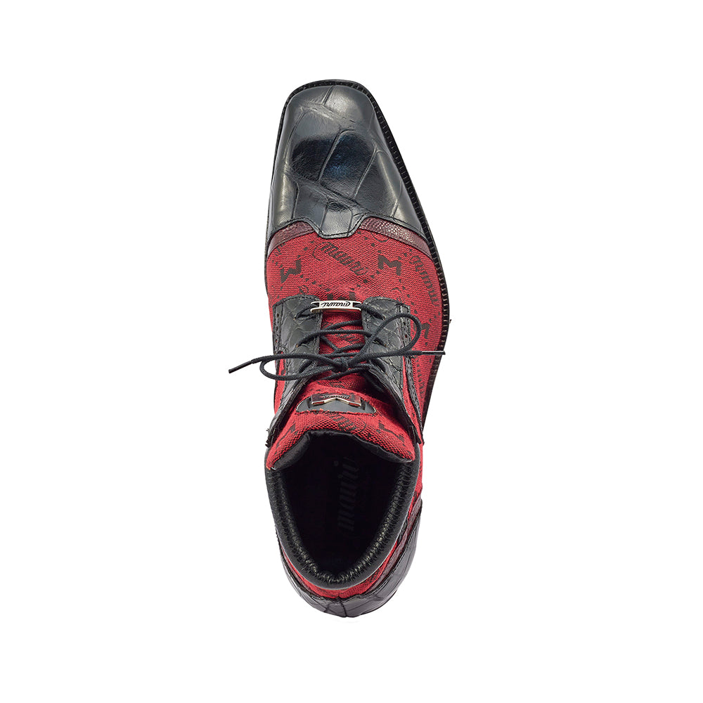 Mauri Jetset 3069 Body Alligator / Ostrich Leg & Mauri Fabric Shoes Black / Ruby Red