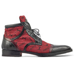 Mauri Jetset 3069 Body Alligator / Ostrich Leg & Mauri Fabric Shoes Black / Ruby Red