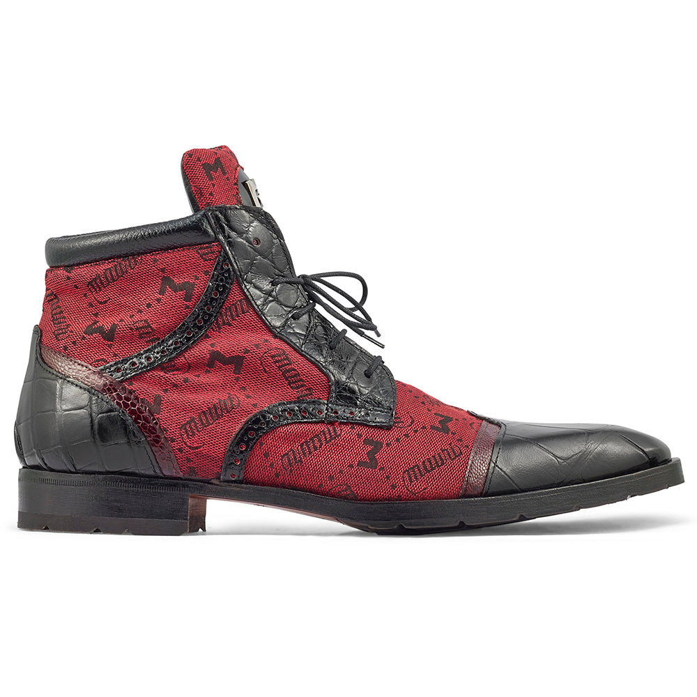 Mauri Jetset 3069 Body Alligator / Ostrich Leg & Mauri Fabric Shoes Black / Ruby Red