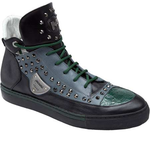 Mauri Jungla 8663 Nappa & Crocodile Sneakers Black/Gray/Green