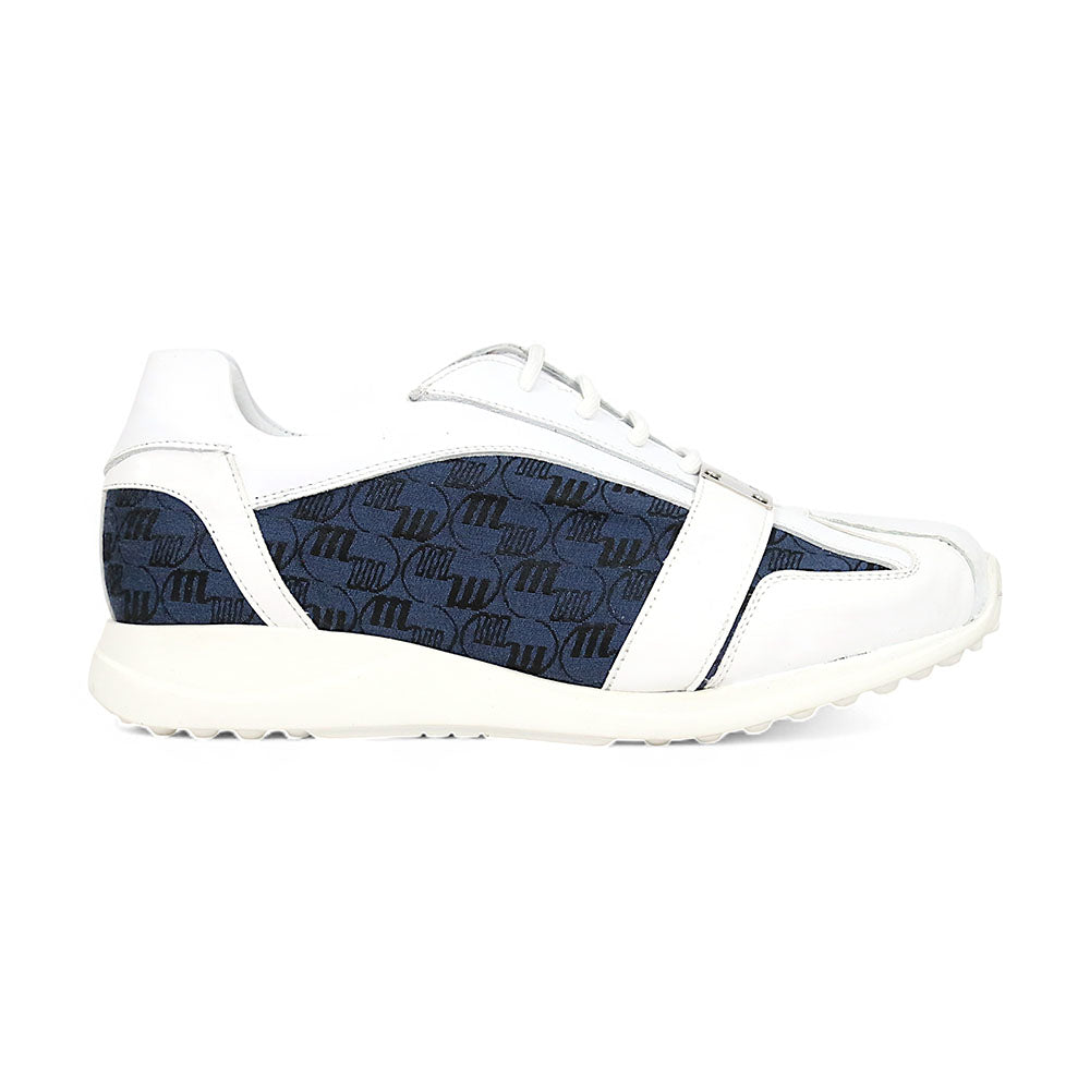 Mauri Kingsman 8665/2 Patent/Baby Crocodile/Nappa/Double M-Fabric Sneakers White/Wonder Blue