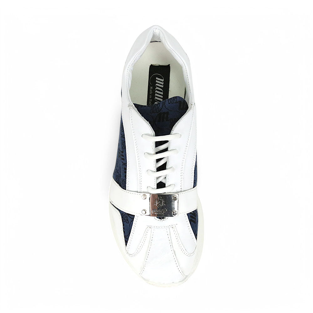 Mauri Kingsman 8665/2 Patent/Baby Crocodile/Nappa/Double M-Fabric Sneakers White/Wonder Blue